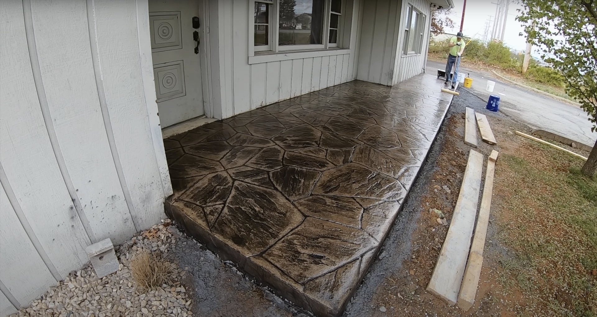 Beautiful stamped concrete patio installation by professional contractors